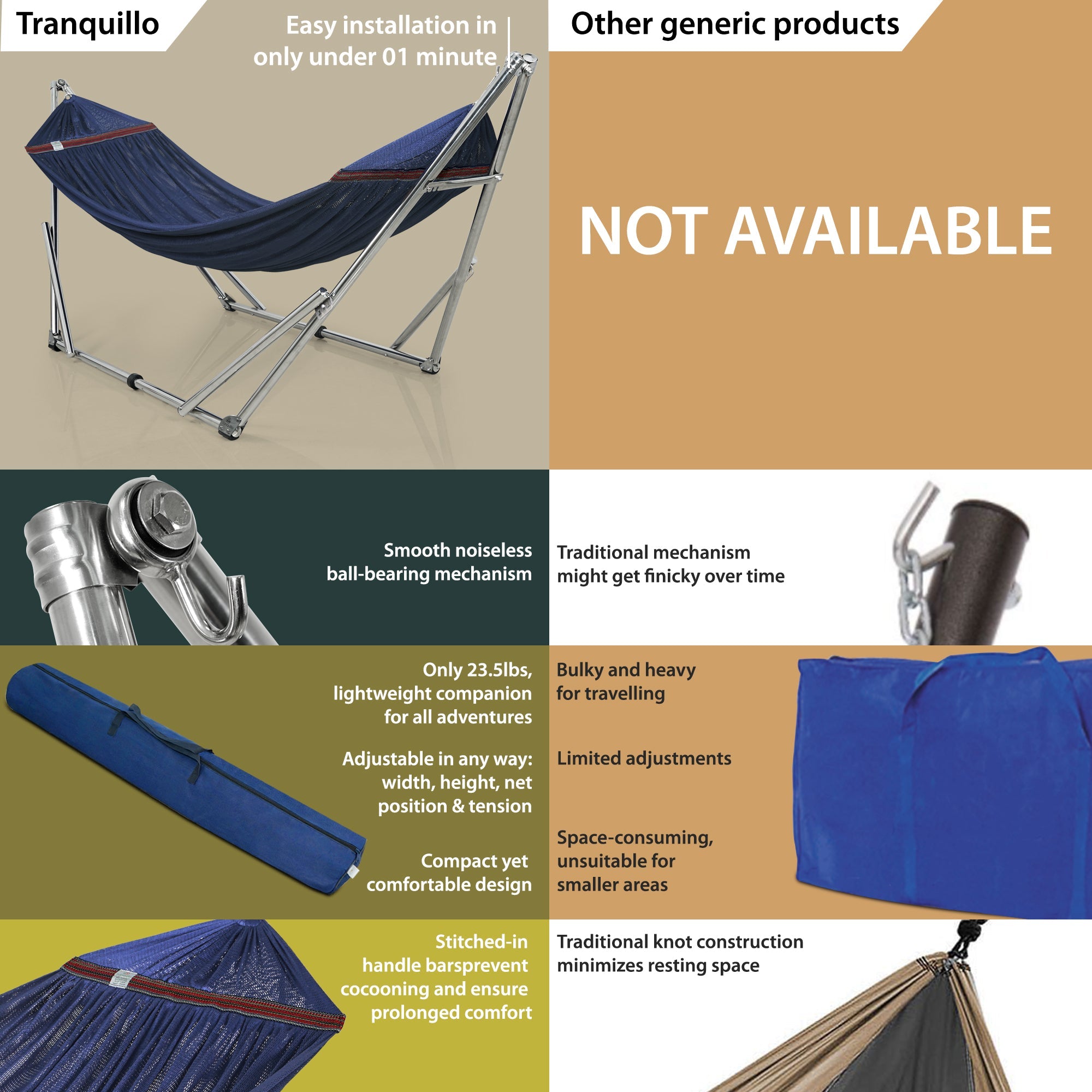 Tranquillo Original Stainless Steel Hammock Stand for Ultimate Relaxation