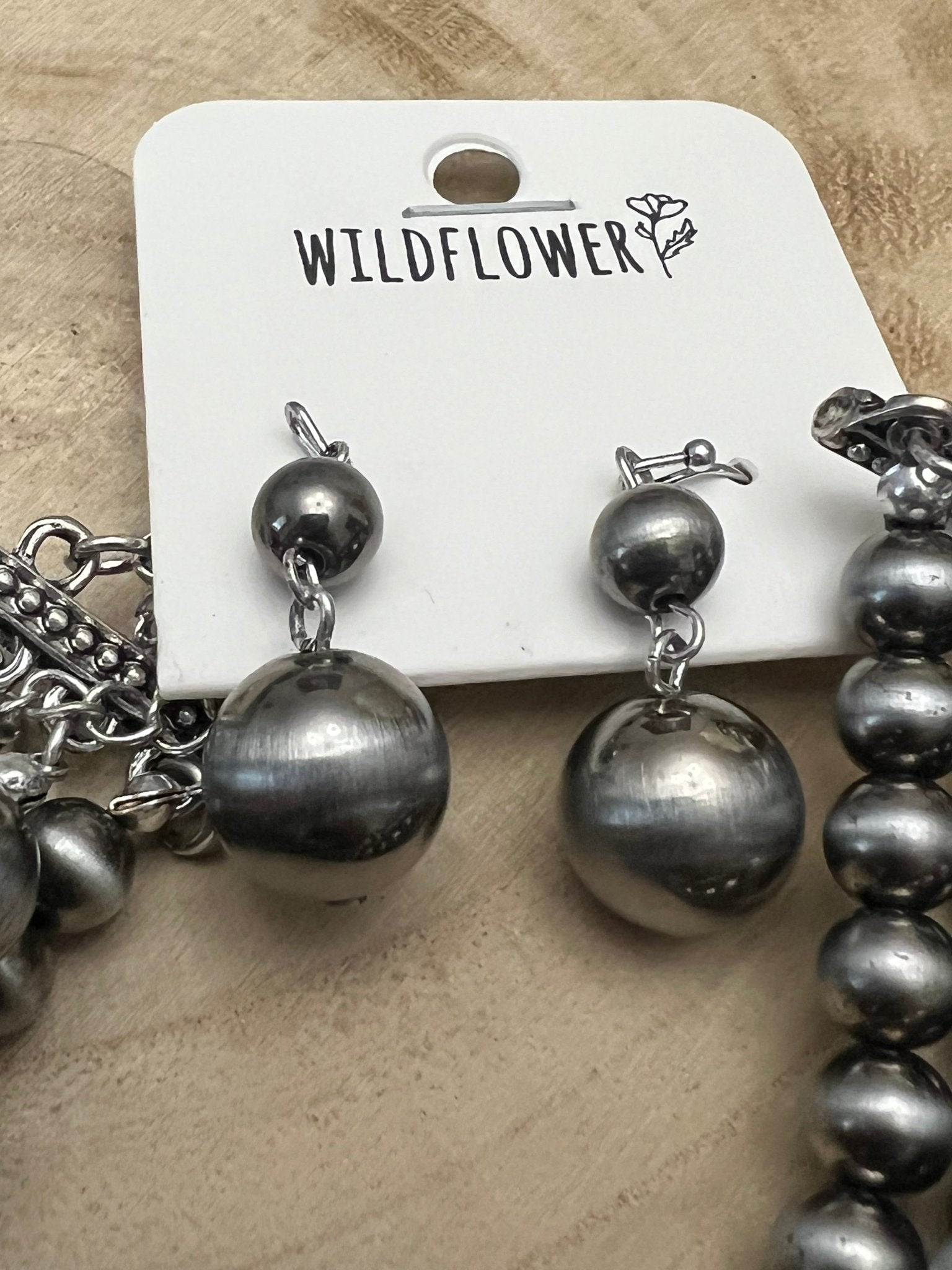 Statement Faux Sterling Pearl Layered Necklace & Earring Set