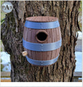 The Old Barrel Birdhouse – Rustic Whiskey Barrel-Inspired Bird House for Garden or Porch