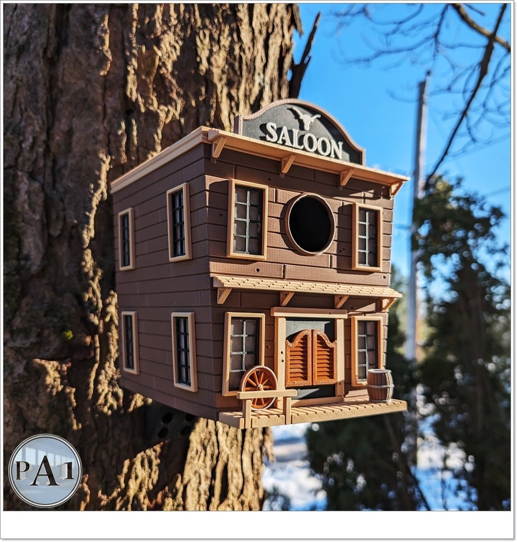 The Saloon Birdhouse – Western-Style Bird House with Old West Charm for Garden or Porch