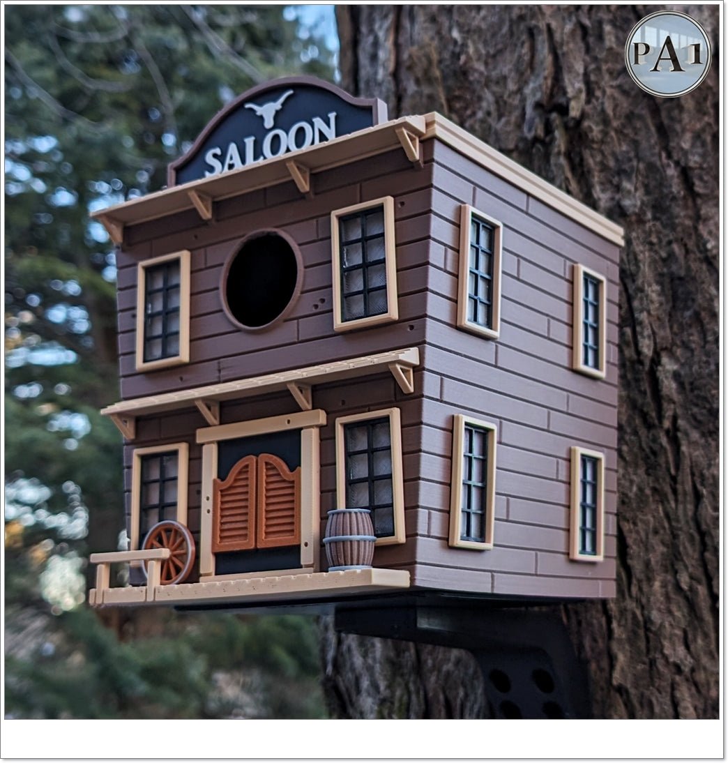 The Saloon Birdhouse – Western-Style Bird House with Old West Charm for Garden or Porch