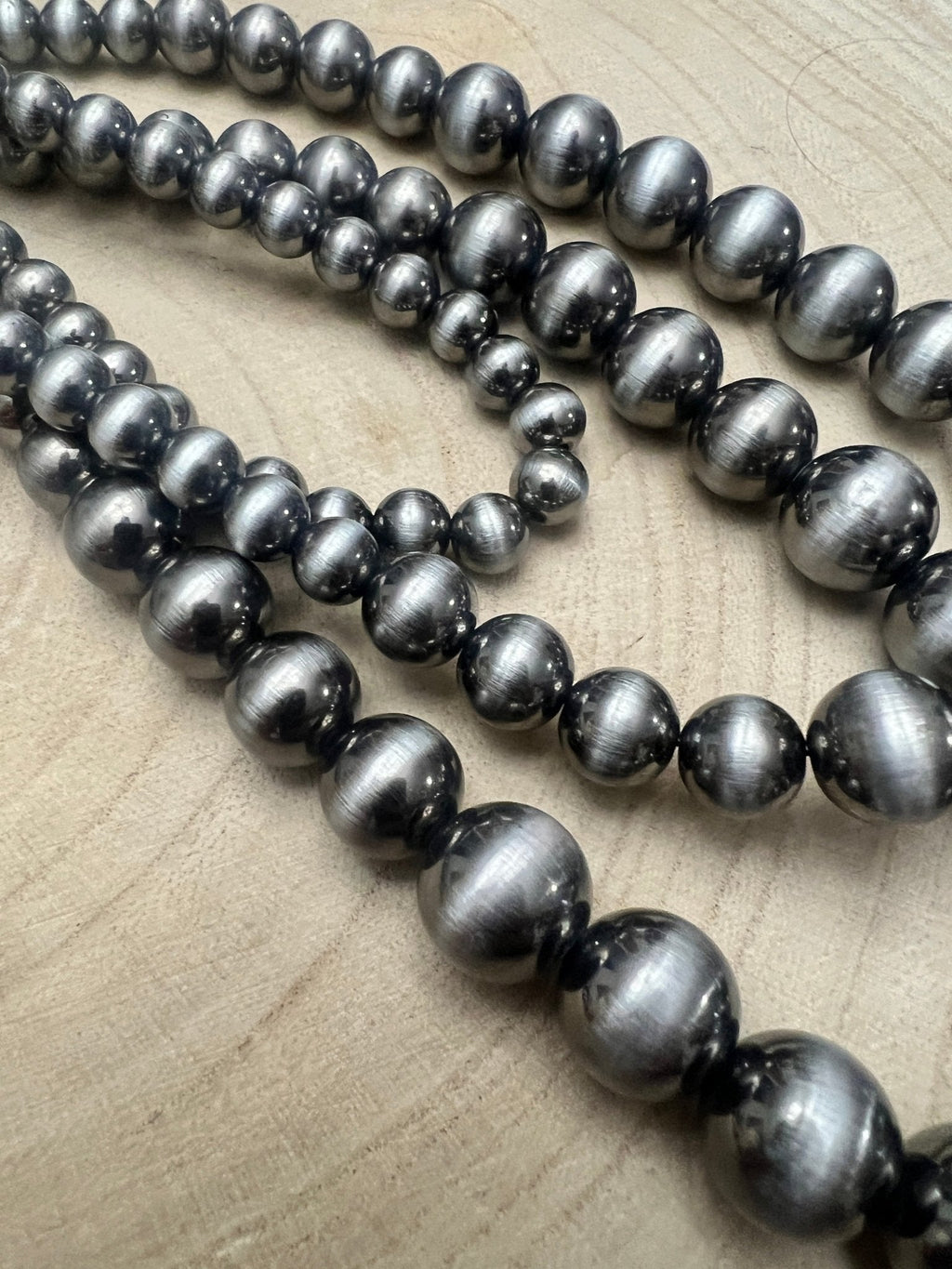 Three Long Strand Faux Sterling Pearl Layered Necklace Set - 35" + 3