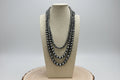 Three Long Strand Faux Sterling Pearl Layered Necklace Set - 35" + 3