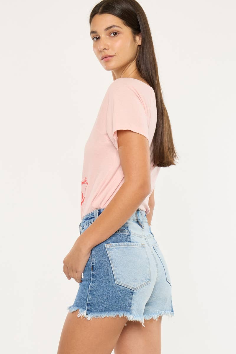 Two Tone Ultra High-Rise Denin Shorts by Kan Can