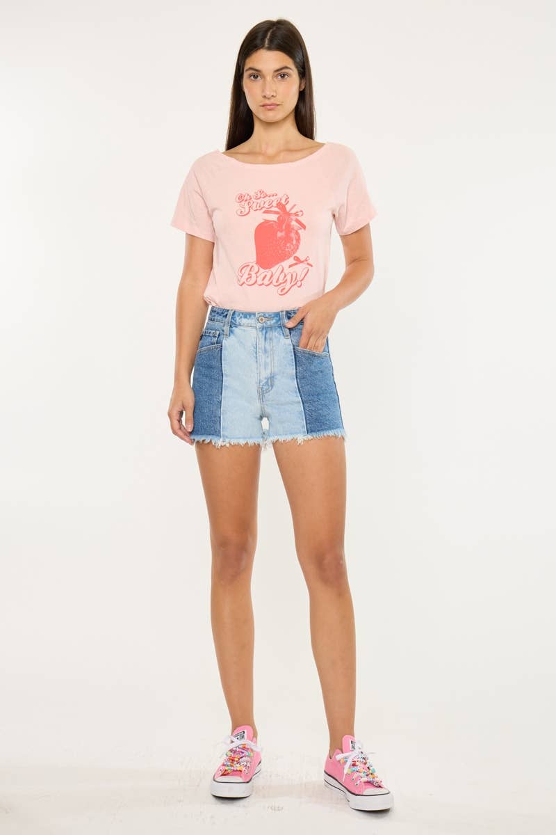 Two Tone Ultra High-Rise Denin Shorts by Kan Can