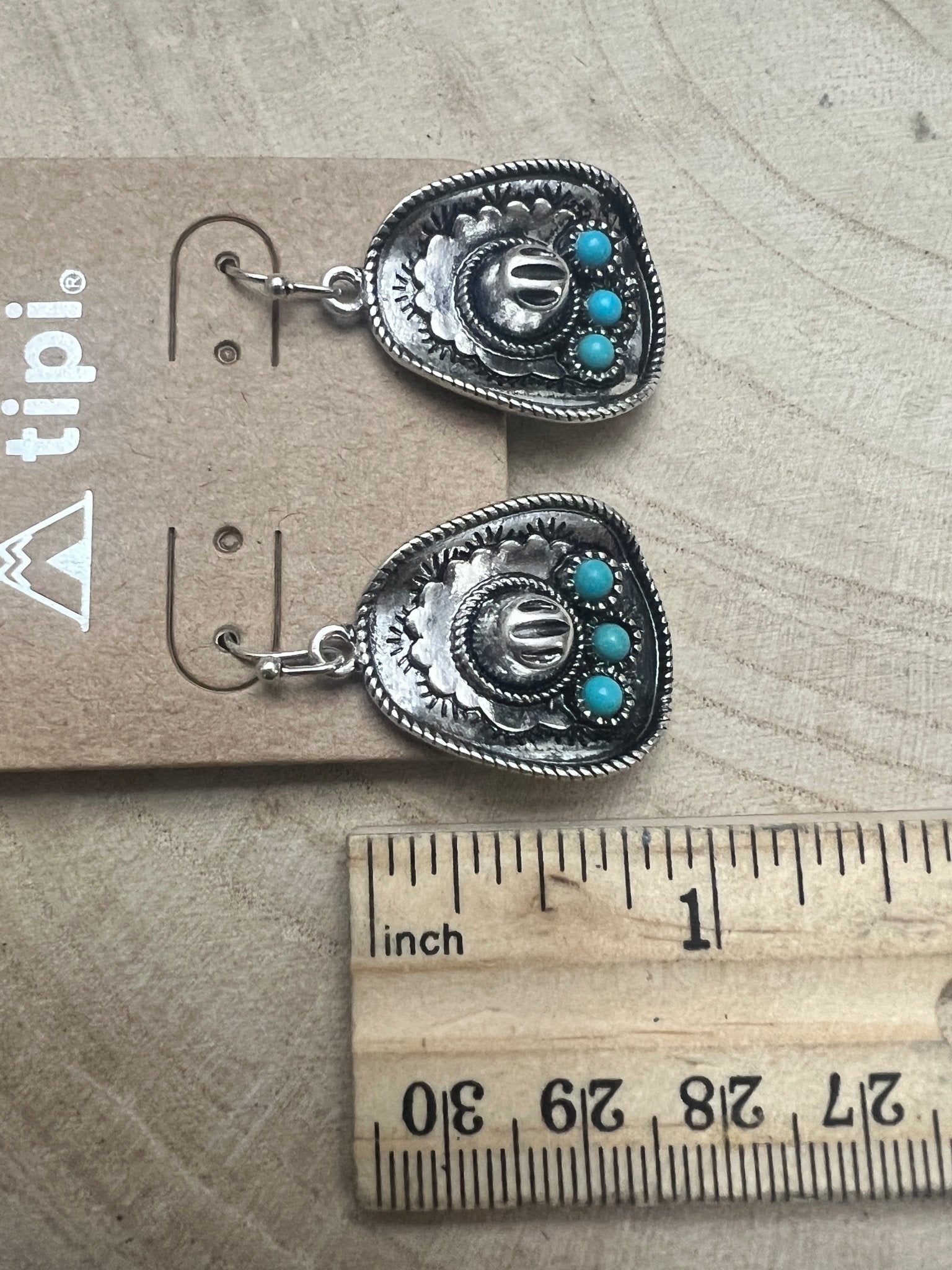 Western Cowboy Hat Earrings with Faux Turquoise