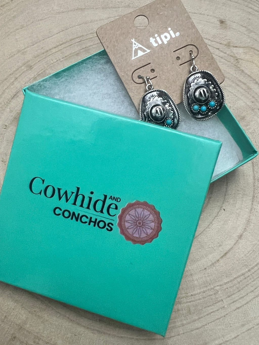Western Cowboy Hat Earrings with Faux Turquoise