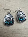 Western Cowboy Hat Earrings with Faux Turquoise