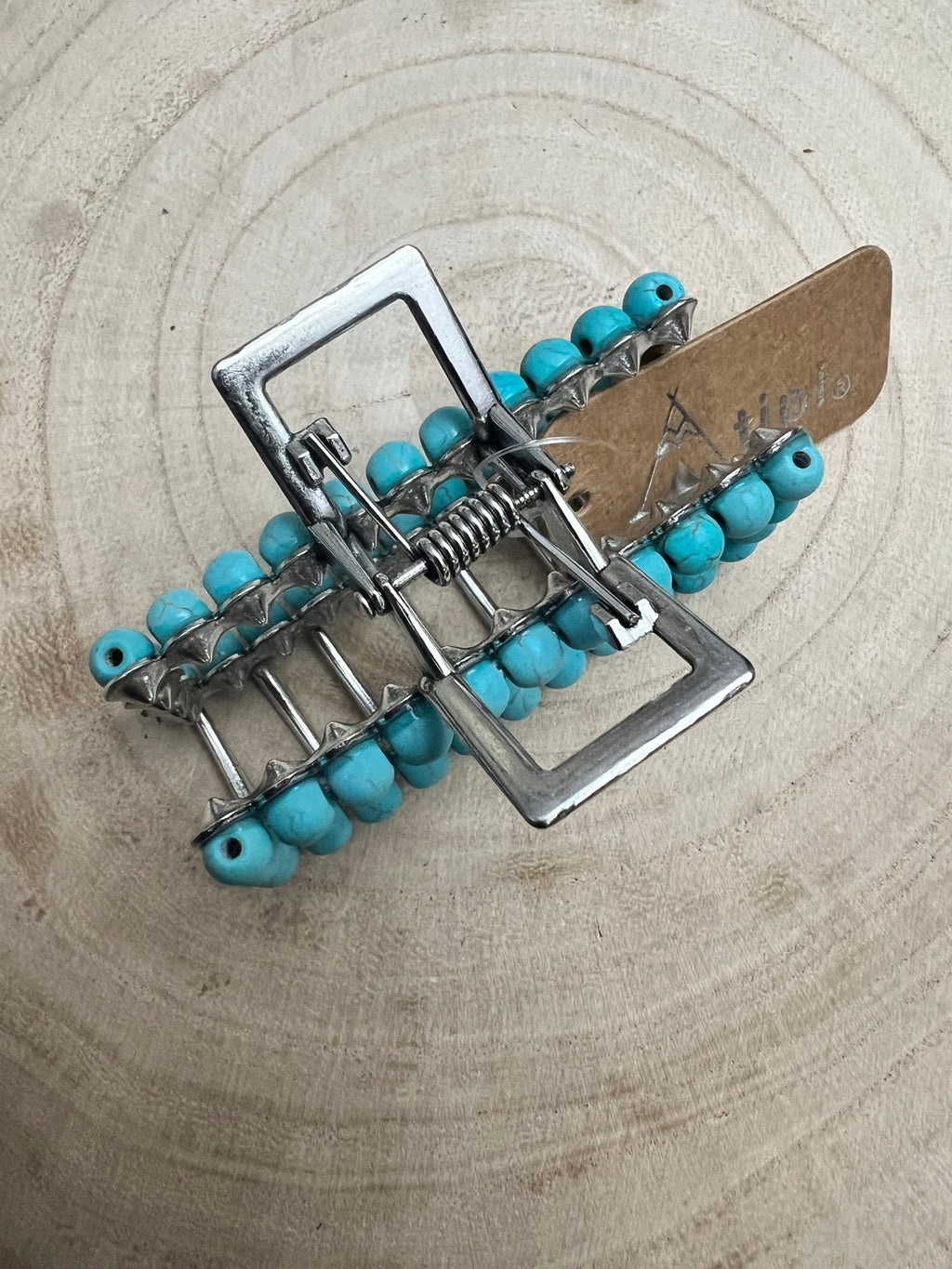 Western Faux Turquoise Rectangle Hair Claw Clip