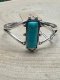 Western Faux Turquoise Stone Silver Colored Bracelet