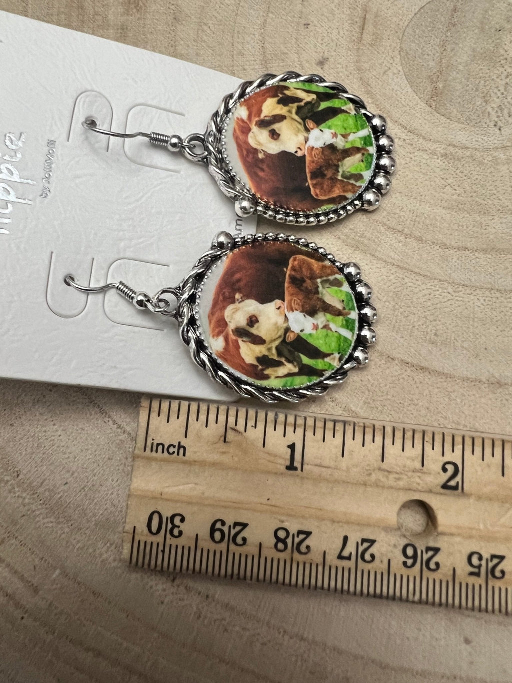 Western Framed Cow Calf Fashion Earrings