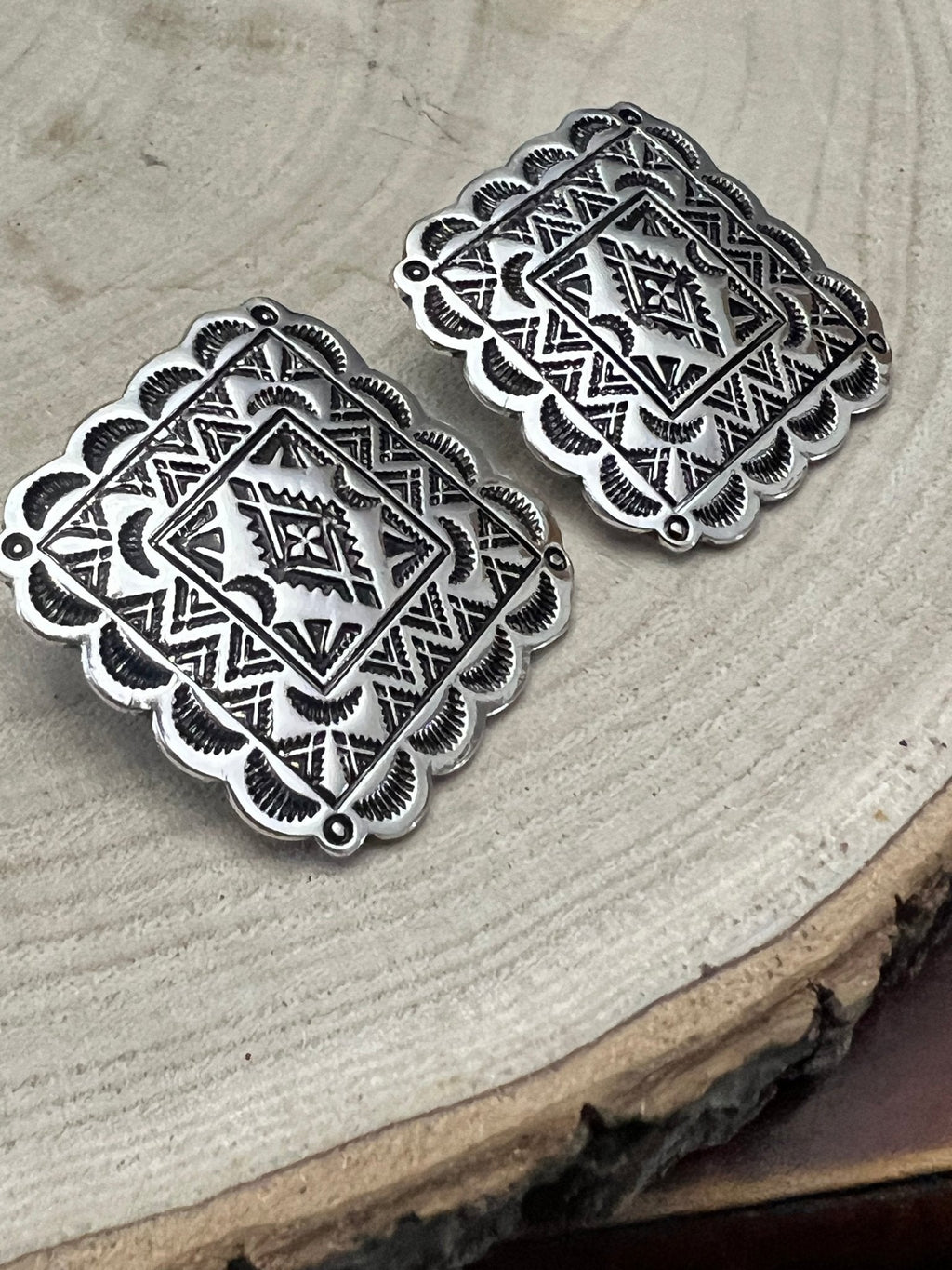 Western Square Concho Fashion Earrings