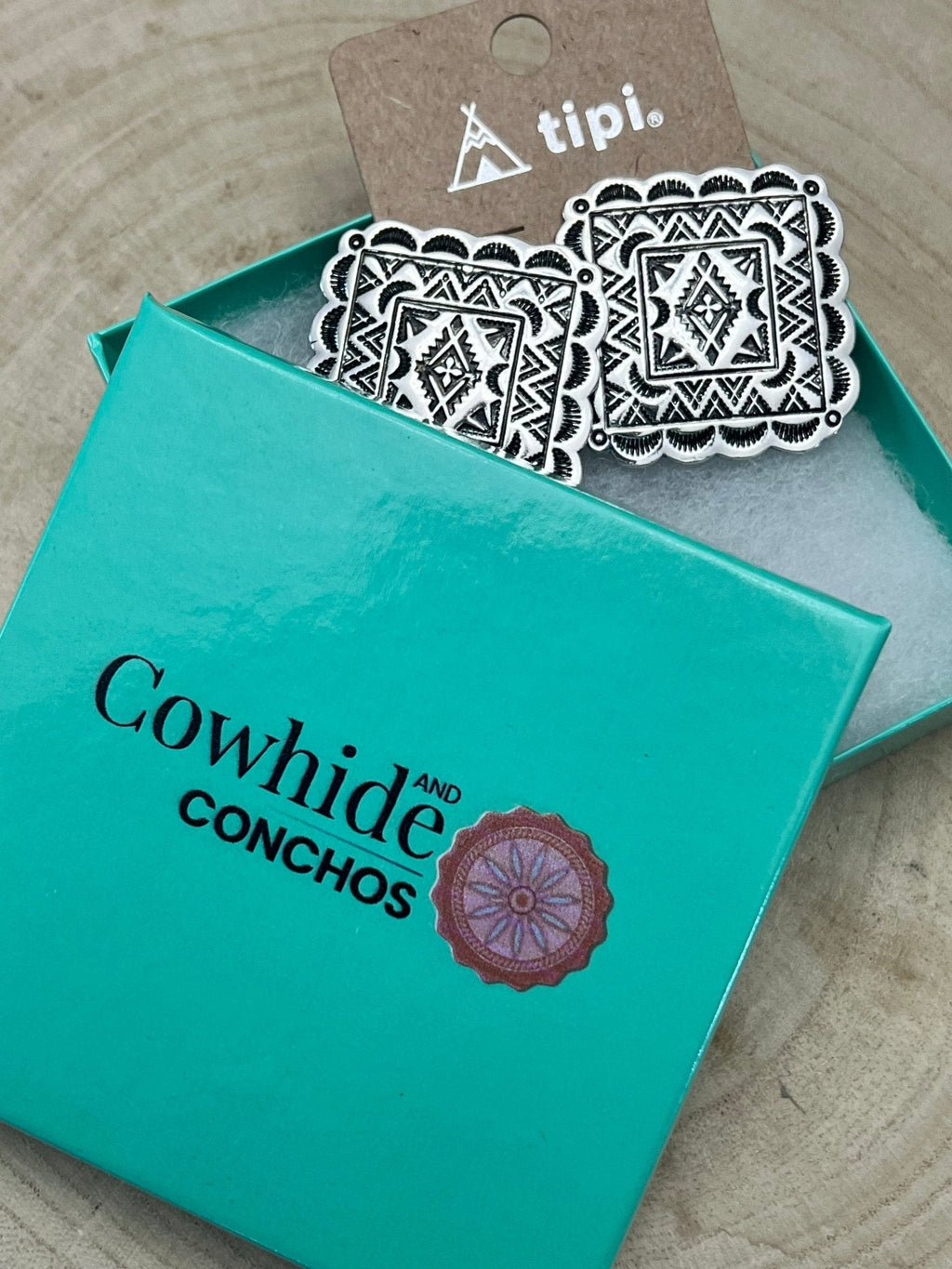 Western Square Concho Fashion Earrings